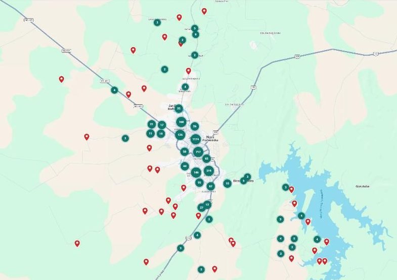 Prévia do mapa dos comércios de Janaúba